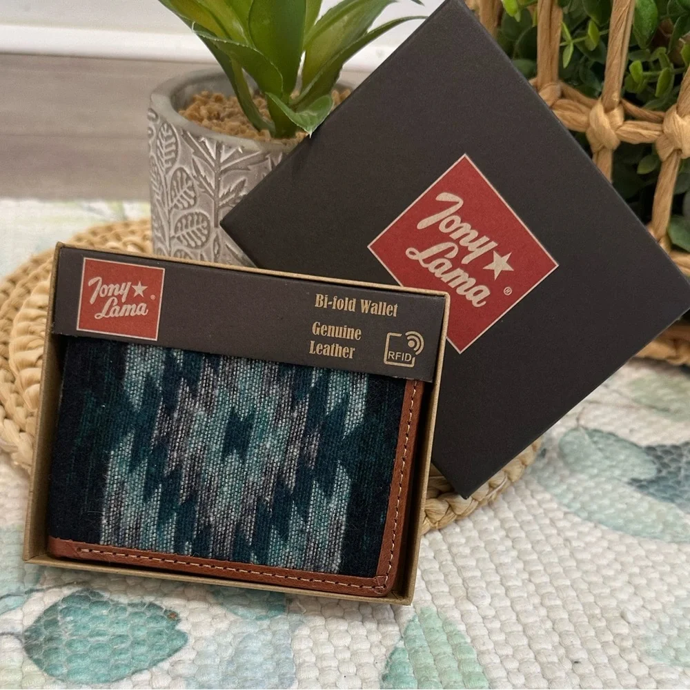 Tony Lama Black and Brown Leather Wallet